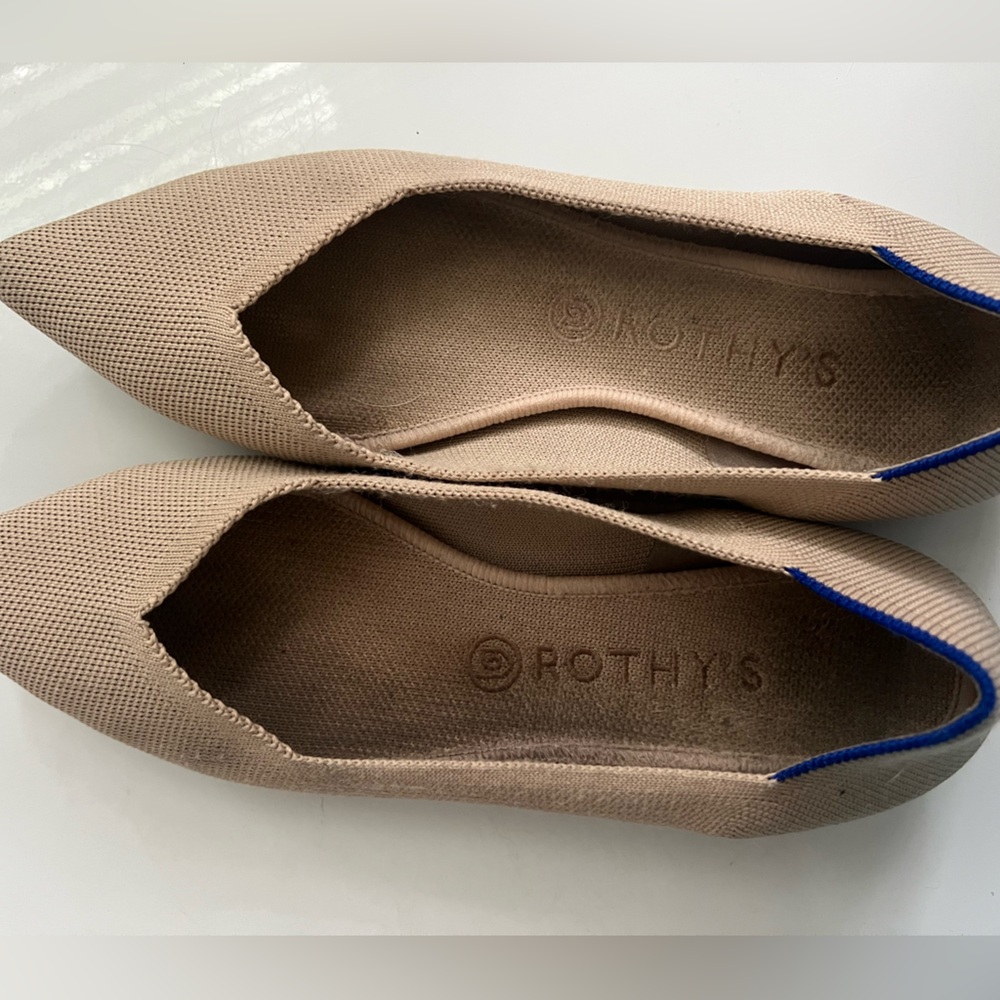 Rothy's Women's Beige Pointed Toe Flats